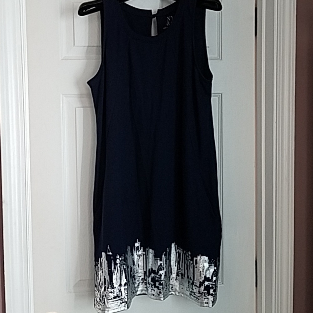 New York & Company Navy Sleeveless Dress